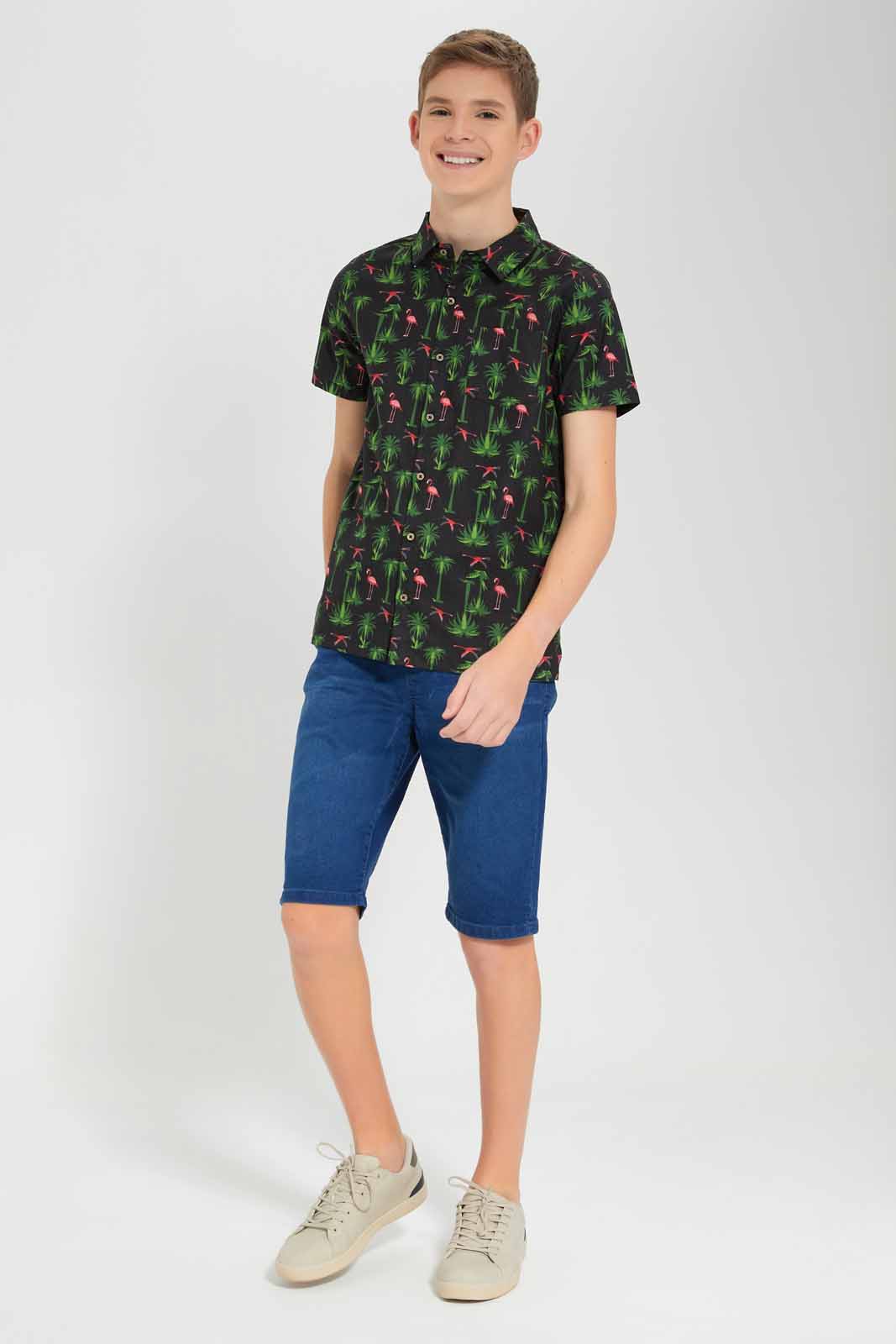 Redtag-Navy-Palm-Tree-&-Pelicon-Shirt-BSR-Shirts,-Category:Shirts,-Colour:Navy,-Filter:Senior-Boys-(9-to-14-Yrs),-New-In,-New-In-BSR,-Non-Sale,-S22D,-Section:Kidswear--