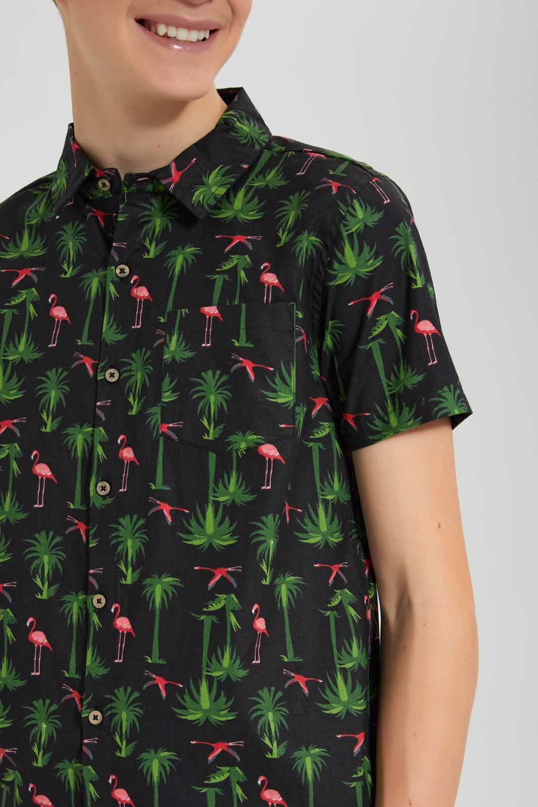 Redtag-Navy-Palm-Tree-&-Pelicon-Shirt-BSR-Shirts,-Category:Shirts,-Colour:Navy,-Filter:Senior-Boys-(9-to-14-Yrs),-New-In,-New-In-BSR,-Non-Sale,-S22D,-Section:Kidswear--