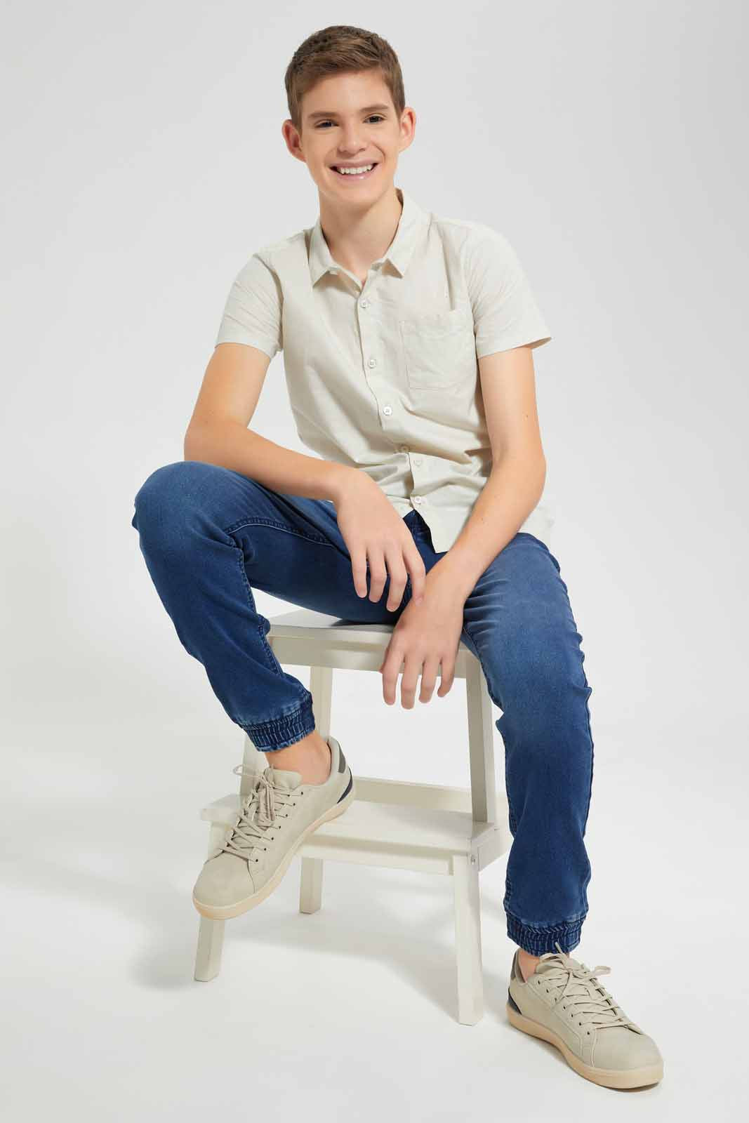 Redtag-Beige-Plain-Shirt-BSR-Shirts,-Category:Shirts,-Colour:Beige,-Filter:Senior-Boys-(9-to-14-Yrs),-New-In,-New-In-BSR,-Non-Sale,-S22D,-Section:Kidswear--