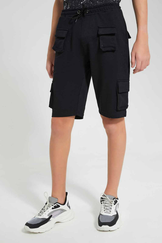 Redtag-Black-Side-Pocket-Active-Shorts-BSR-Shorts,-Category:Shorts,-Colour:Black,-Deals:New-In,-Filter:Senior-Boys-(9-to-14-Yrs),-New-In-BSR-APL,-Non-Sale,-S22D,-Section:Boys-(0-to-14Yrs)-Senior-Boys-9 to 14 Years