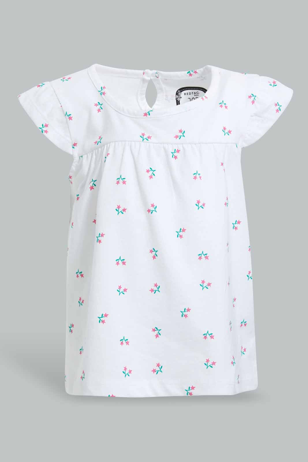 Redtag-White-Cherry-T-Shirt-For-Baby-Girls-Category:T-Shirts,-Colour:White,-Deals:Sale,-Filter:Infant-Girls-(3-to-24-Mths),-Infant-Girls-T-Shirts,-NDAY,-S22D,-Sale-ING-APL,-Section:Girls-(0-to-14Yrs),-TBL-Infant-Girls-3 to 24 Months