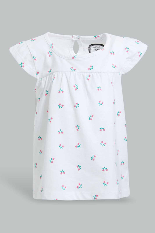 Redtag-White-Cherry-T-Shirt-For-Baby-Girls-Category:T-Shirts,-Colour:White,-Deals:Sale,-Filter:Infant-Girls-(3-to-24-Mths),-Infant-Girls-T-Shirts,-NDAY,-S22D,-Sale-ING-APL,-Section:Girls-(0-to-14Yrs),-TBL-Infant-Girls-3 to 24 Months