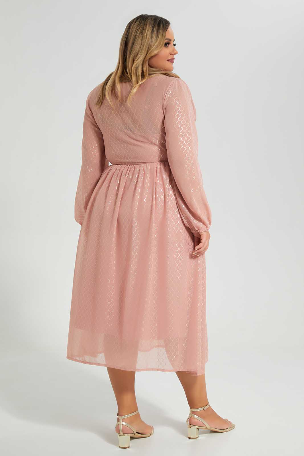 Redtag-Gold-Dress-With-Foil-Print-Category:Dresses,-Colour:Gold,-Deals:New-In,-Filter:Plus-Size,-LDP-Dresses,-New-In-LDP,-Non-Sale,-Section:Women,-W22O-Women's-