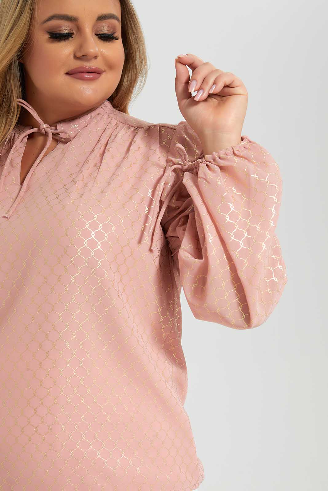 Redtag-Gold-Blouse-With-Foil-Print-Category:Blouses,-Colour:Gold,-Deals:New-In,-Filter:Plus-Size,-LDP-Blouses,-New-In-LDP,-Non-Sale,-Section:Women,-W22O-Women's-