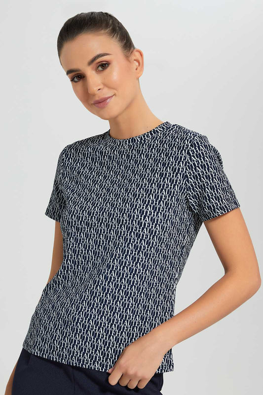 Redtag-Navy-Printed-Top-Category:Tops,-Colour:Navy,-Deals:New-In,-Filter:Women's-Clothing,-LDC,-LDC-Tops,-New-In-LDC,-Non-Sale,-Section:Women,-W22O-Women's-