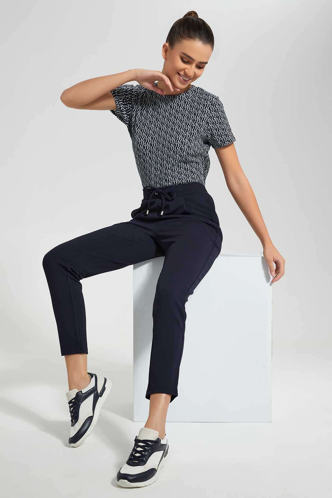 Redtag-Navy-Printed-Top-Category:Tops,-Colour:Navy,-Deals:New-In,-Filter:Women's-Clothing,-LDC,-LDC-Tops,-New-In-LDC,-Non-Sale,-Section:Women,-W22O-Women's-