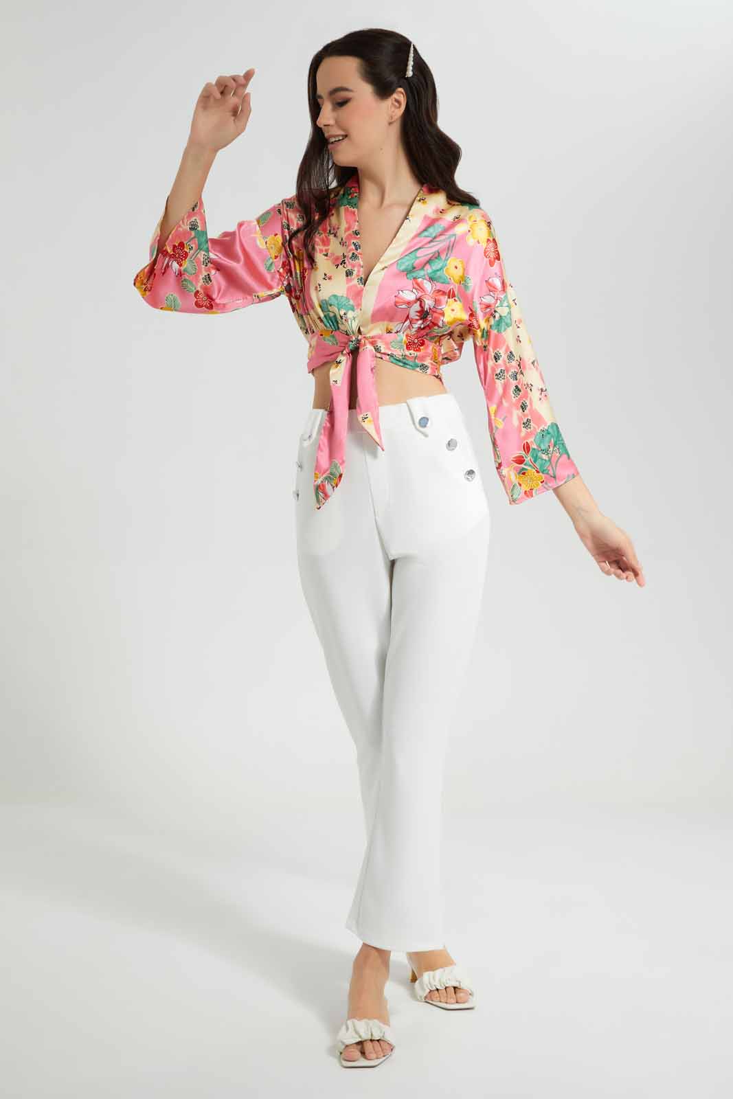Redtag-Assorted-Printed-Tie-Front-Satin-Blouse-Category:Blouses,-Colour:Assorted,-Deals:New-In,-Filter:Women's-Clothing,-New-In-Women-APL,-Non-Sale,-Section:Women,-W22O,-Women-Blouses-Women's-