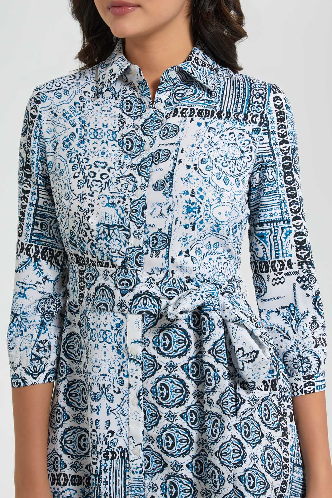 Redtag-Assorted-Printed-Collared-Belted-Shirt-Dress-Dresses-Women's-