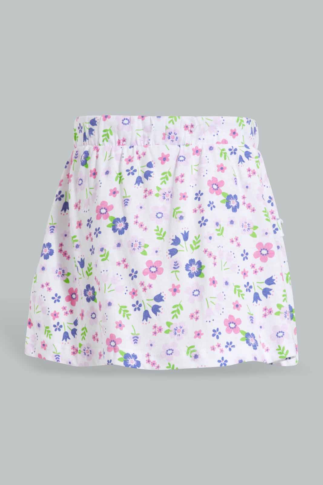 Redtag-Lilac-Solid-And-Aop-2Pk-Knit-Skirt-Skirts-Infant-Girls-3 to 24 Months