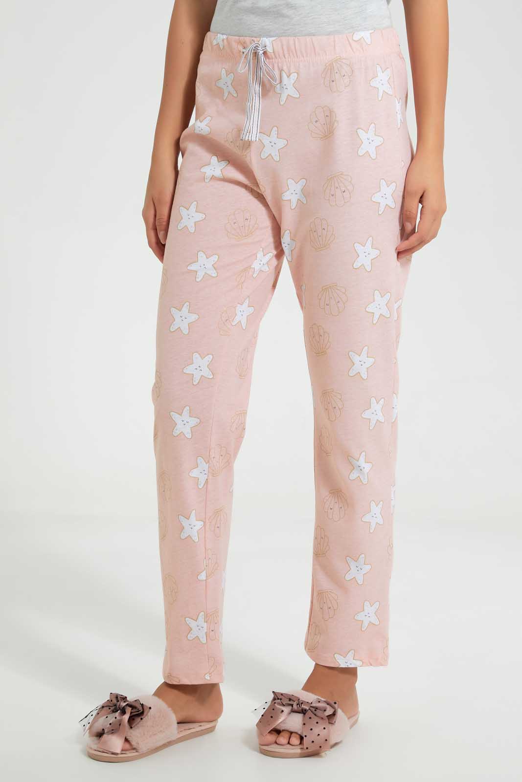 Redtag-Mid-Grey-Printed-Pyjama-Set-Pyjama-Sets-Women's-