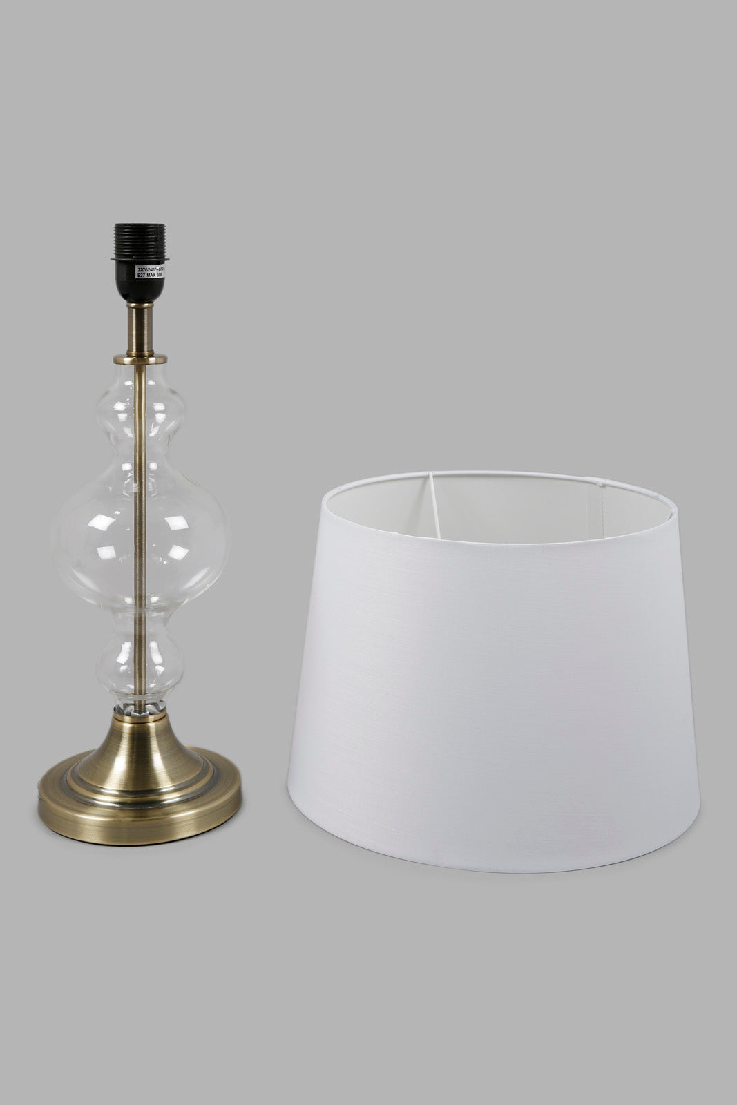 Redtag-Silver-Glass-&-Metal-Table-Lamp-Category:Lamps,-Colour:Silver,-Deals:New-In,-Filter:Home-Decor,-HMW-HOM-Lighting,-New-In-HMW-HOM,-Non-Sale,-Section:Homewares,-W22O-Home-Decor-