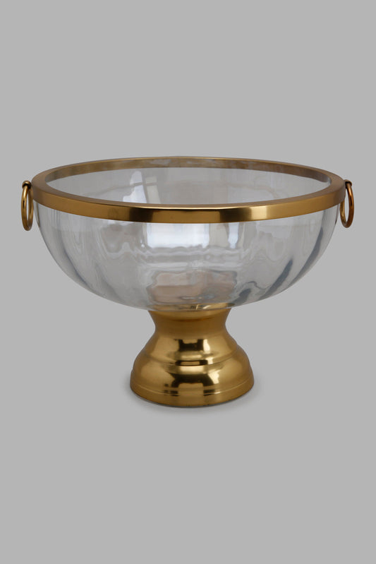 Redtag-Gold-Lacquer-Glass-Bowl-With-Metal-Base-Category:Bowls,-Colour:Gold,-Deals:New-In,-Filter:Home-Decor,-HMW-HOM-Decorative-Accessories,-New-In-HMW-HOM,-Non-Sale,-Section:Homewares,-W22O-Home-Decor-