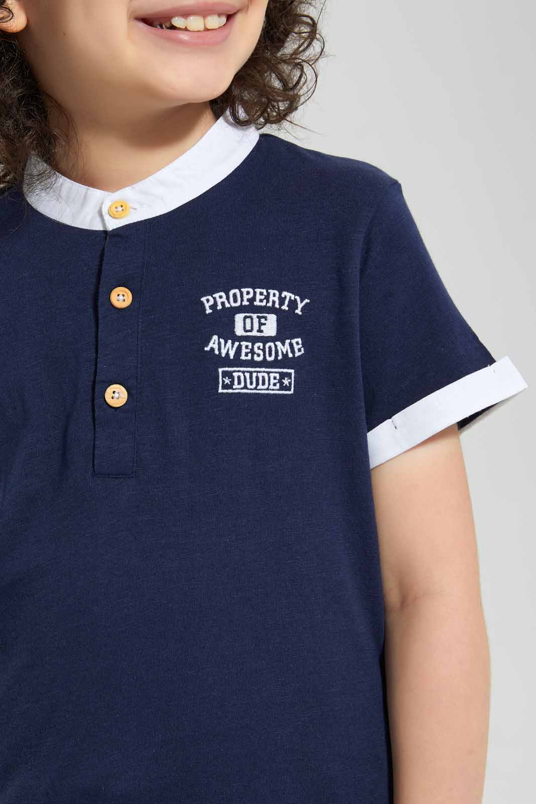 Redtag-White-Woven-Collar-Polo-Shirt-Polo-Shirts-Boys-2 to 8 Years