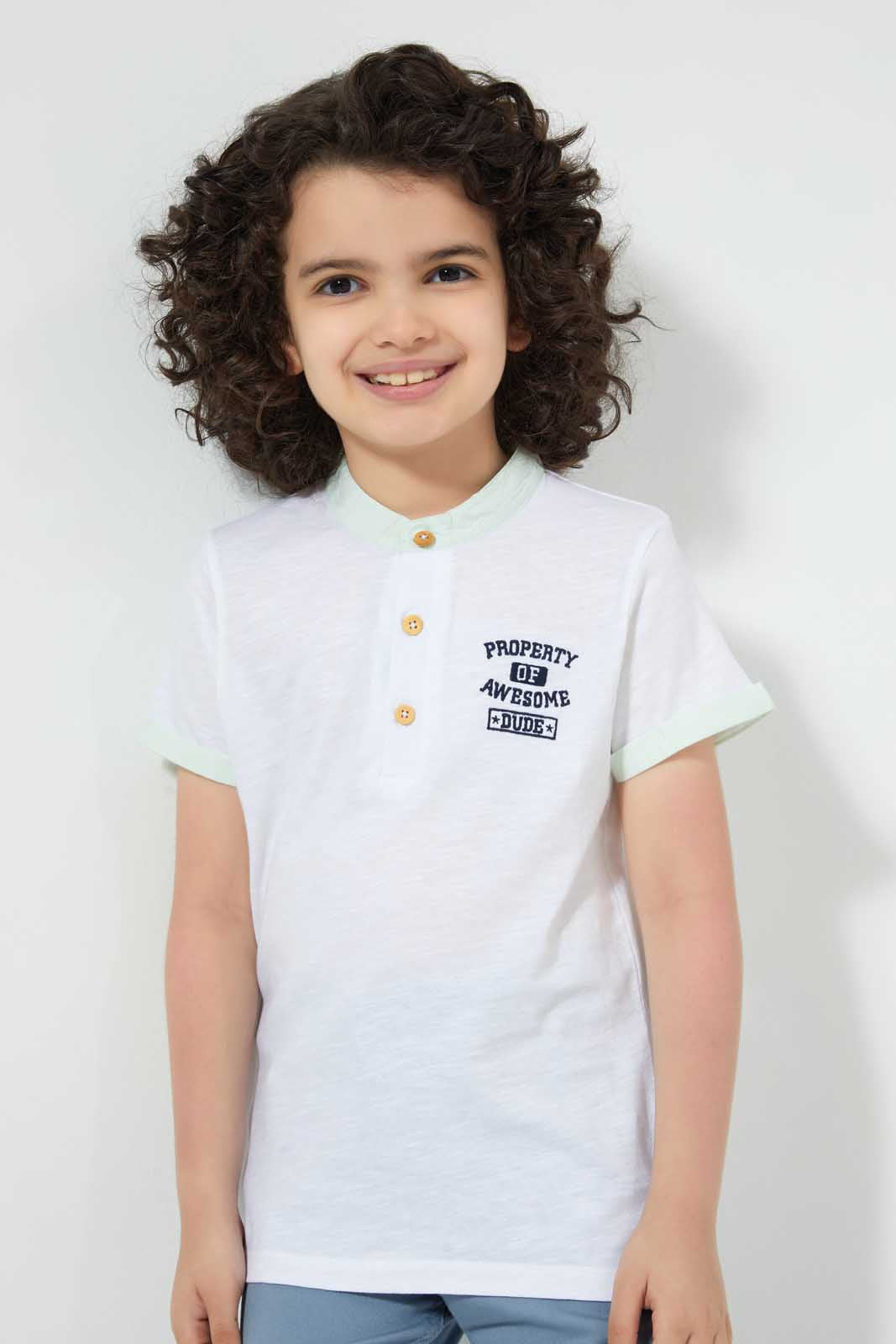 Redtag-Mint-Woven-Collar-Polo-Shirt-Polo-Shirts-Boys-2 to 8 Years