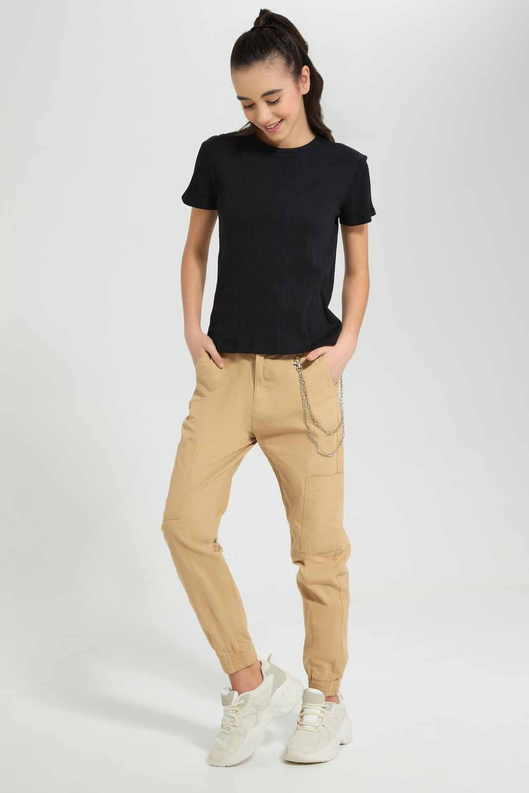 Redtag-Beige-Cargo-Pocket-With-Chain-Category:Trousers,-Colour:Beige,-Deals:New-In,-Filter:Senior-Girls-(9-to-14-Yrs),-GSR-Trousers,-New-In-GSR-APL,-Non-Sale,-Section:Girls-(0-to-14Yrs),-W22O-Senior-Girls-9 to 14 Years