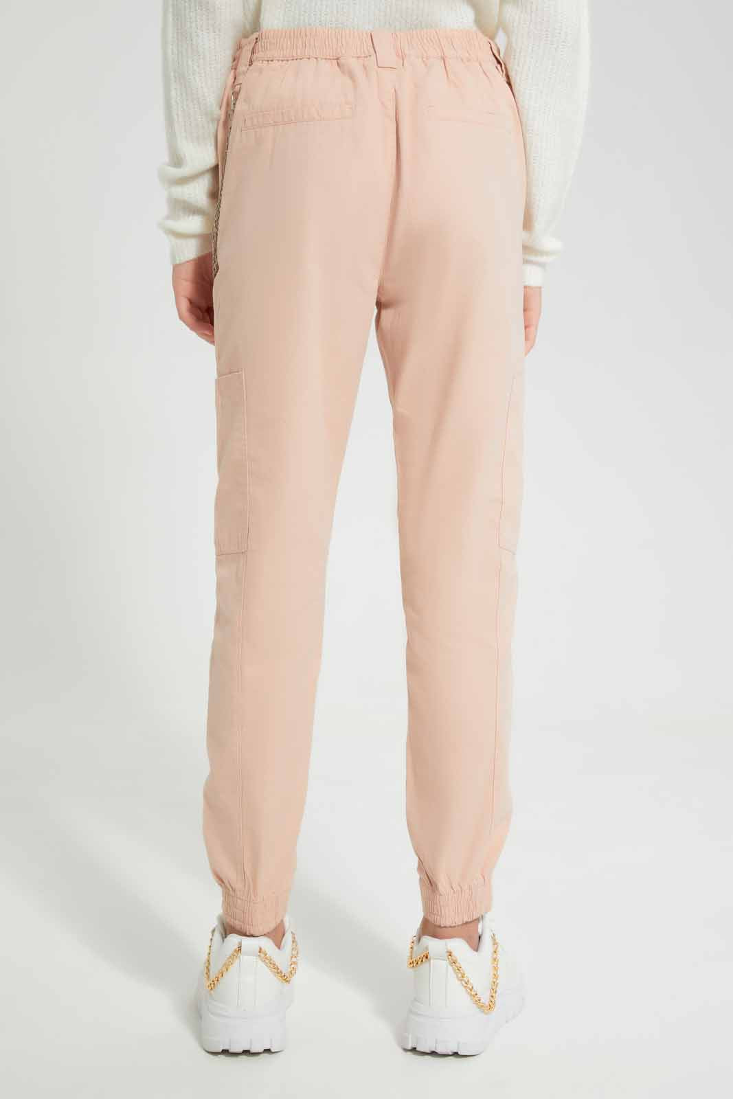 Redtag-Pink-Cargo-Pocket-With-Chain-Category:Trousers,-Colour:Apricot,-Deals:New-In,-Filter:Senior-Girls-(9-to-14-Yrs),-GSR-Trousers,-New-In-GSR-APL,-Non-Sale,-Section:Girls-(0-to-14Yrs),-W22O-Senior-Girls-9 to 14 Years