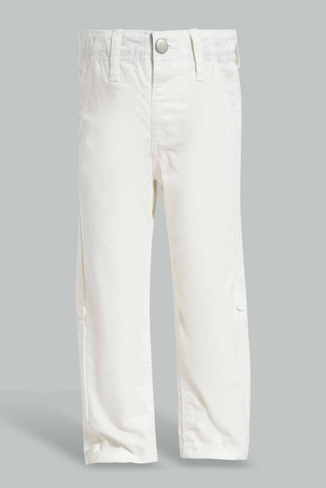 Redtag-White-Casual-Trouser-With-Roll-Up-Bottom-Category:Trousers,-Colour:White,-Deals:New-In,-Filter:Infant-Boys-(3-to-24-Mths),-INB-Trousers,-New-In-INB-APL,-Non-Sale,-S22D,-Section:Boys-(0-to-14Yrs)-Infant-Boys-3 to 24 Months