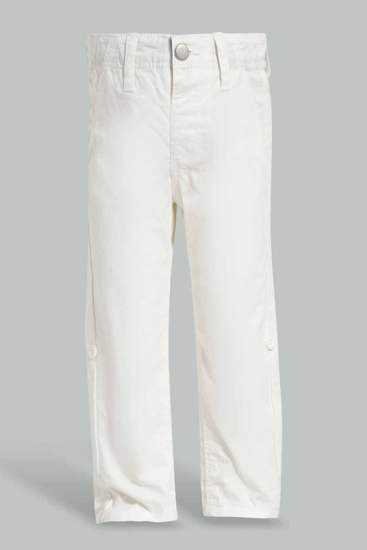 Redtag-White-Casual-Trouser-With-Roll-Up-Bottom-Category:Trousers,-Colour:White,-Deals:New-In,-Filter:Infant-Boys-(3-to-24-Mths),-INB-Trousers,-New-In-INB-APL,-Non-Sale,-S22D,-Section:Boys-(0-to-14Yrs)-Infant-Boys-3 to 24 Months