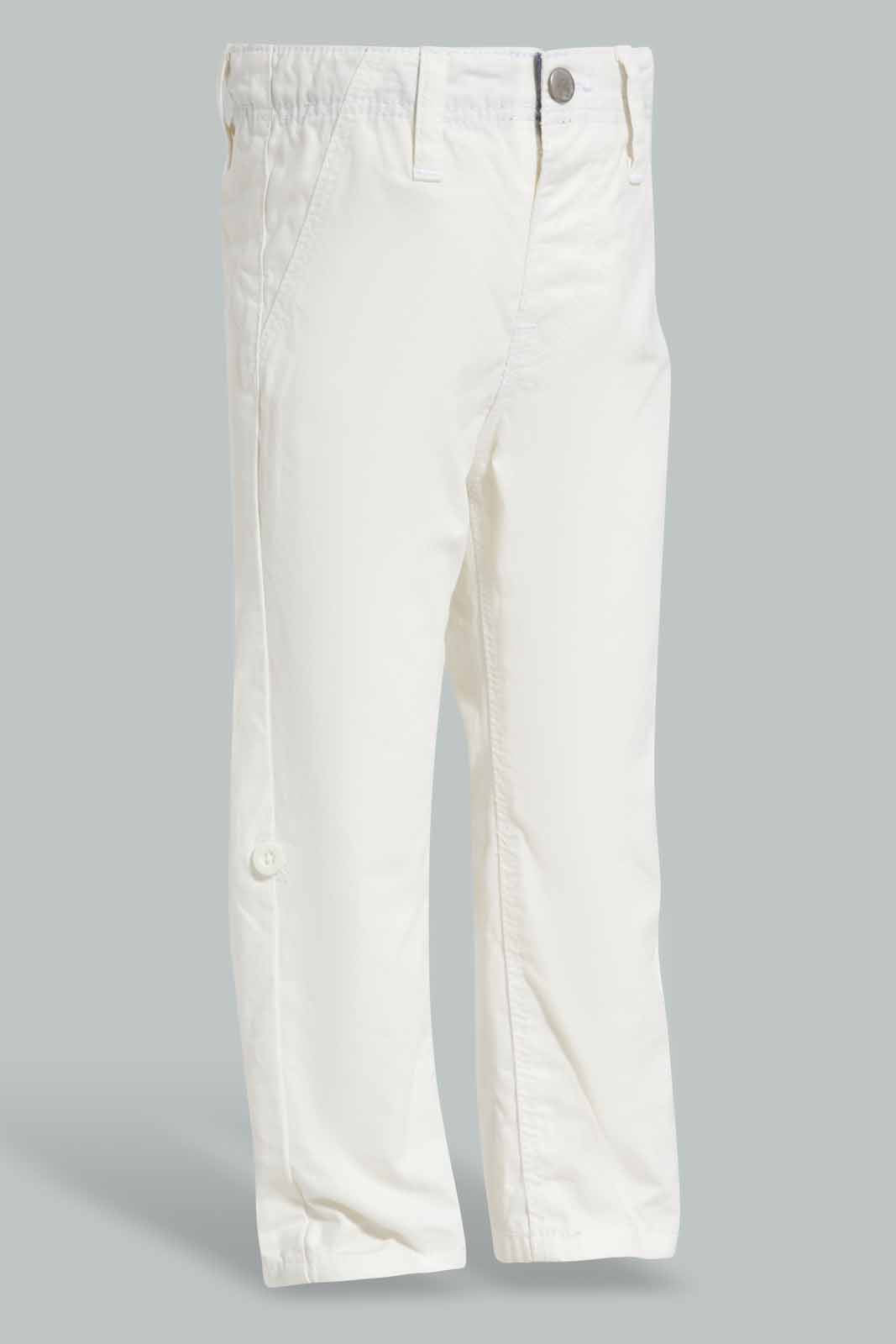 Redtag-White-Casual-Trouser-With-Roll-Up-Bottom-Category:Trousers,-Colour:White,-Deals:New-In,-Filter:Infant-Boys-(3-to-24-Mths),-INB-Trousers,-New-In-INB-APL,-Non-Sale,-S22D,-Section:Boys-(0-to-14Yrs)-Infant-Boys-3 to 24 Months