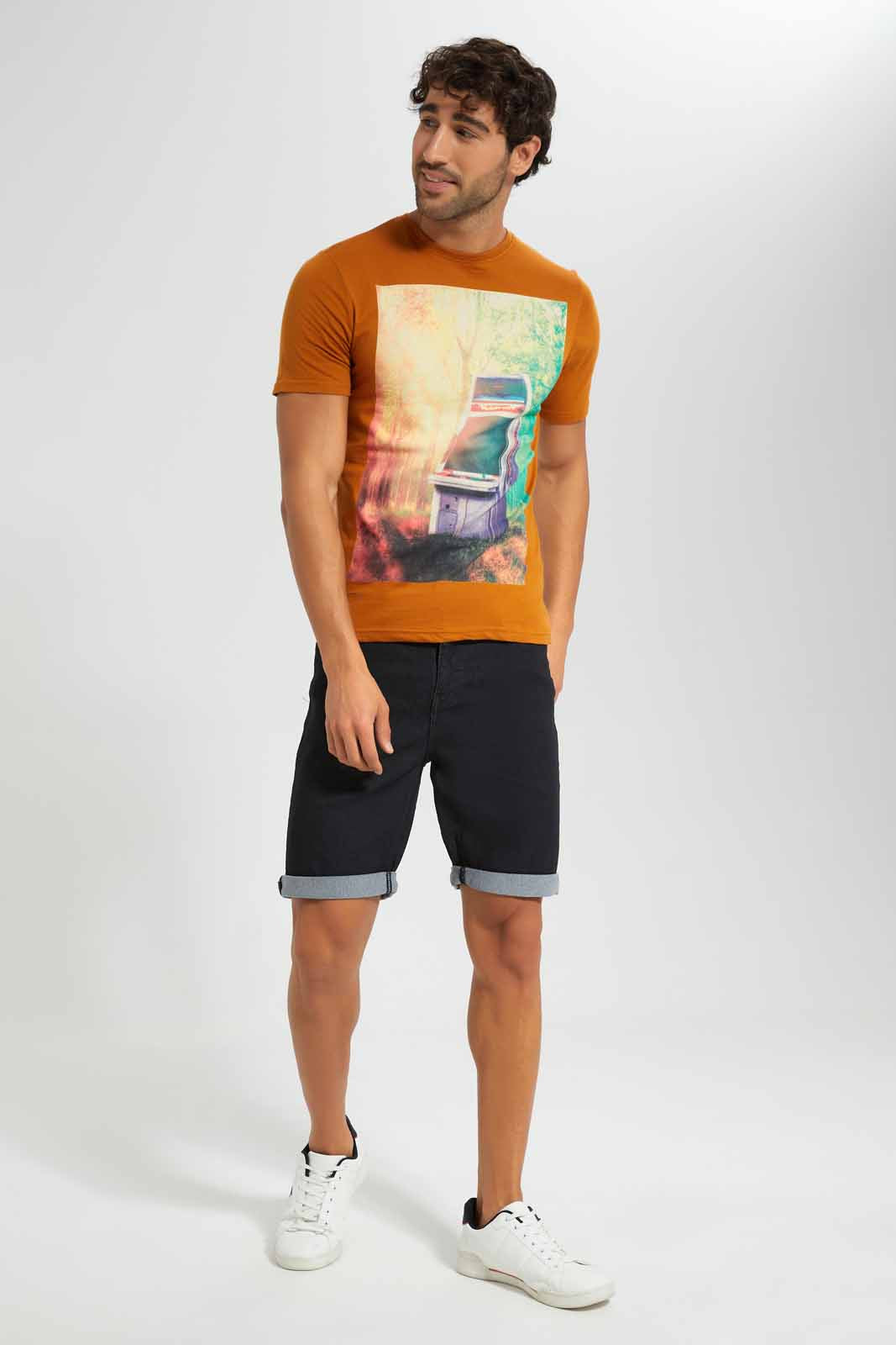 Redtag-Black-5-Pocket-Knit-Denim-Shorts-Category:Shorts,-Colour:Black,-Deals:New-In,-Filter:Men's-Clothing,-Men-Shorts,-New-In-Men,-Non-Sale,-S22D,-Section:Men-Men's-
