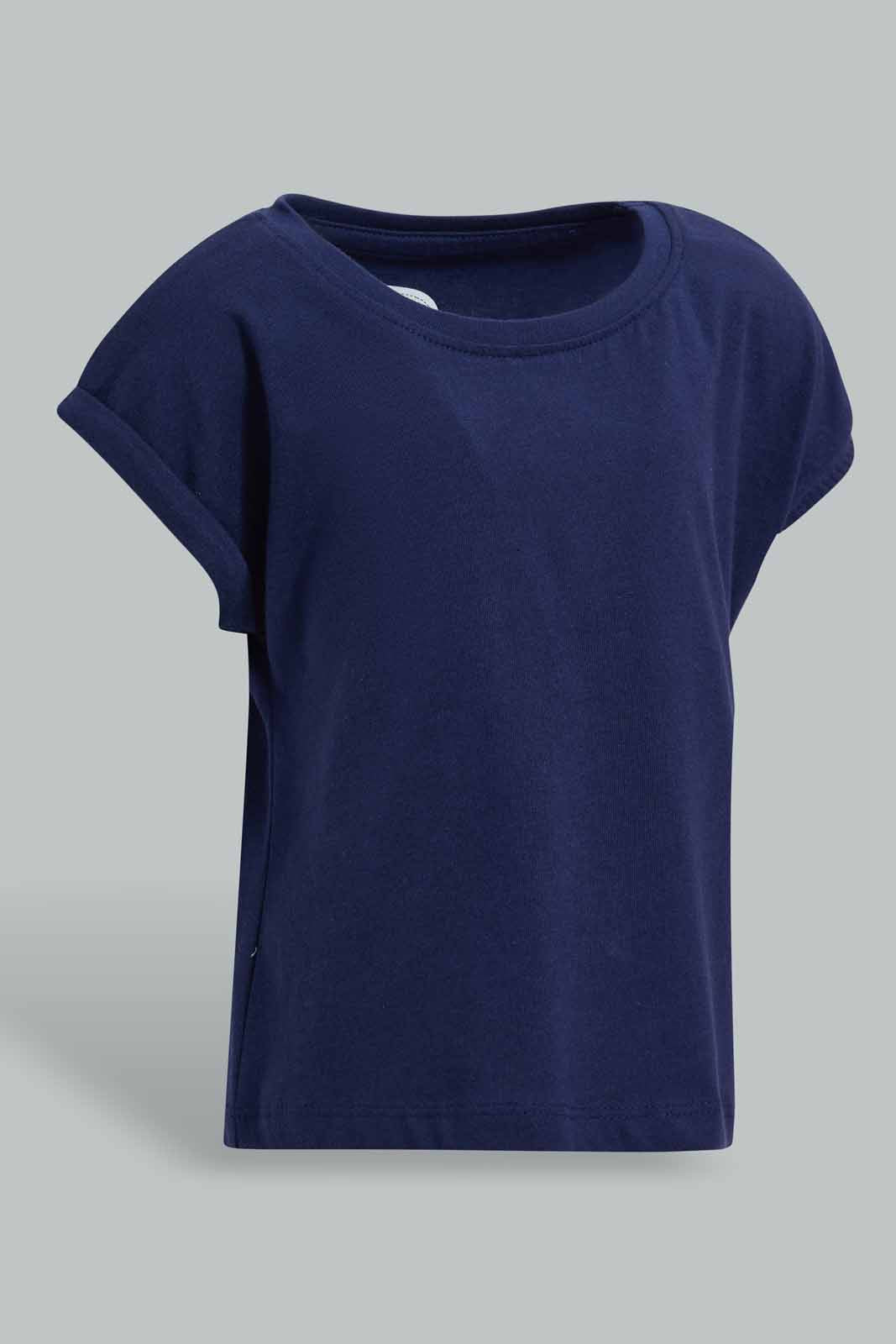 Redtag-Navy-Solid-T-Shirt-For-Baby-Girls-Category:T-Shirts,-Colour:Navy,-Deals:Sale,-Filter:Infant-Girls-(3-to-24-Mths),-Infant-Girls-T-Shirts,-S22D,-Sale-ING-APL,-Section:Girls-(0-to-14Yrs),-TBL-Infant-Girls-3 to 24 Months