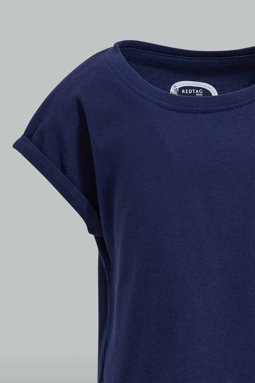 Redtag-Navy-Solid-T-Shirt-For-Baby-Girls-Category:T-Shirts,-Colour:Navy,-Deals:Sale,-Filter:Infant-Girls-(3-to-24-Mths),-Infant-Girls-T-Shirts,-S22D,-Sale-ING-APL,-Section:Girls-(0-to-14Yrs),-TBL-Infant-Girls-3 to 24 Months