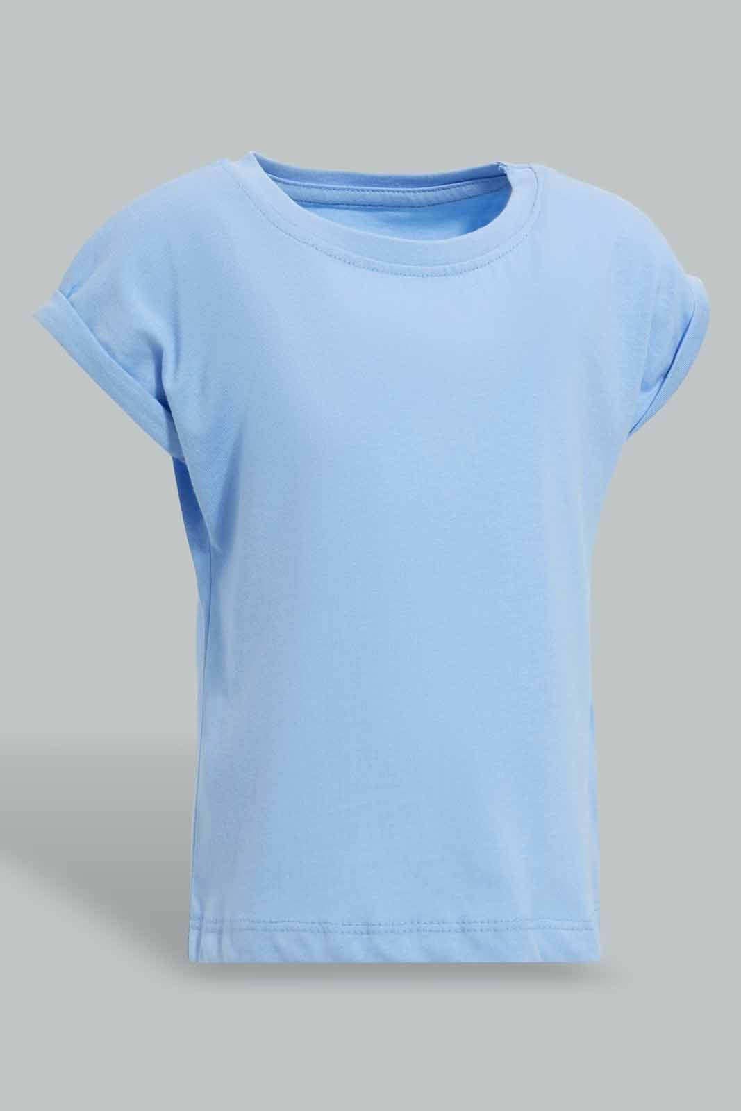 Redtag-Blue-Solid-T-Shirt-For-Baby-Girls-Category:T-Shirts,-Colour:Blue,-Deals:Sale,-Filter:Infant-Girls-(3-to-24-Mths),-Infant-Girls-T-Shirts,-S22D,-Sale-ING-APL,-Section:Girls-(0-to-14Yrs),-TBL-Infant-Girls-3 to 24 Months