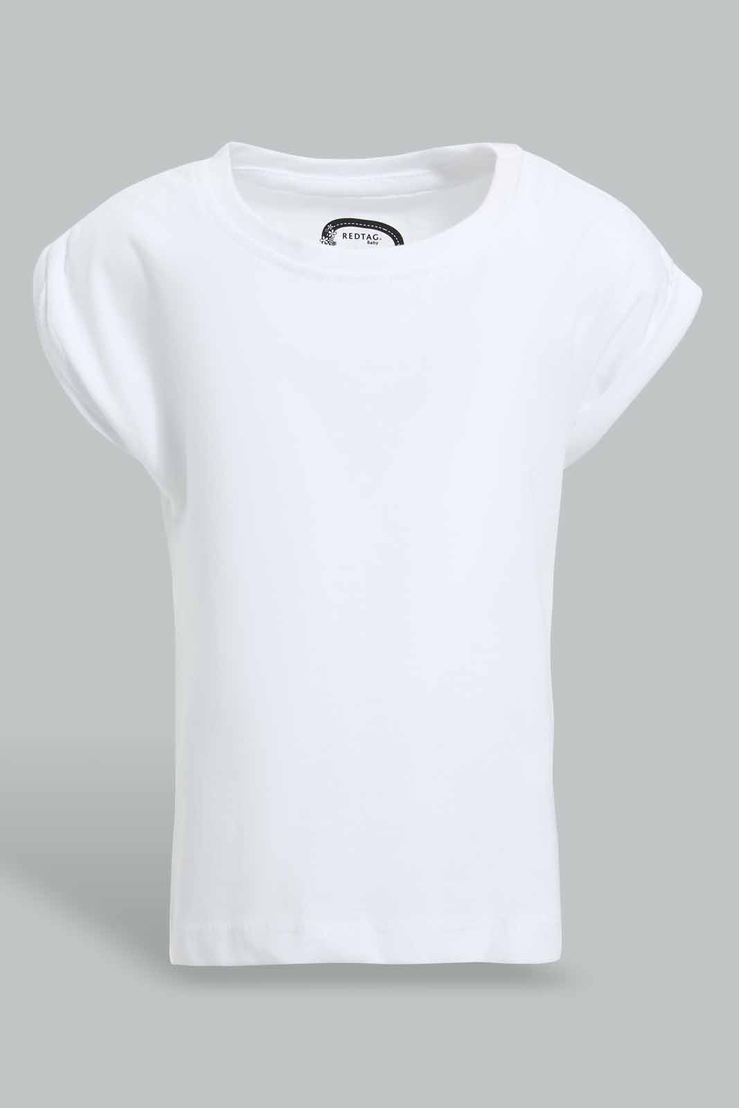 Redtag-White-Solid-T-Shirt-For-Baby-Girls-Category:T-Shirts,-Colour:White,-Deals:Sale,-Filter:Infant-Girls-(3-to-24-Mths),-Infant-Girls-T-Shirts,-NDAY,-S22D,-Sale-ING-APL,-Section:Girls-(0-to-14Yrs),-TBL-Infant-Girls-3 to 24 Months