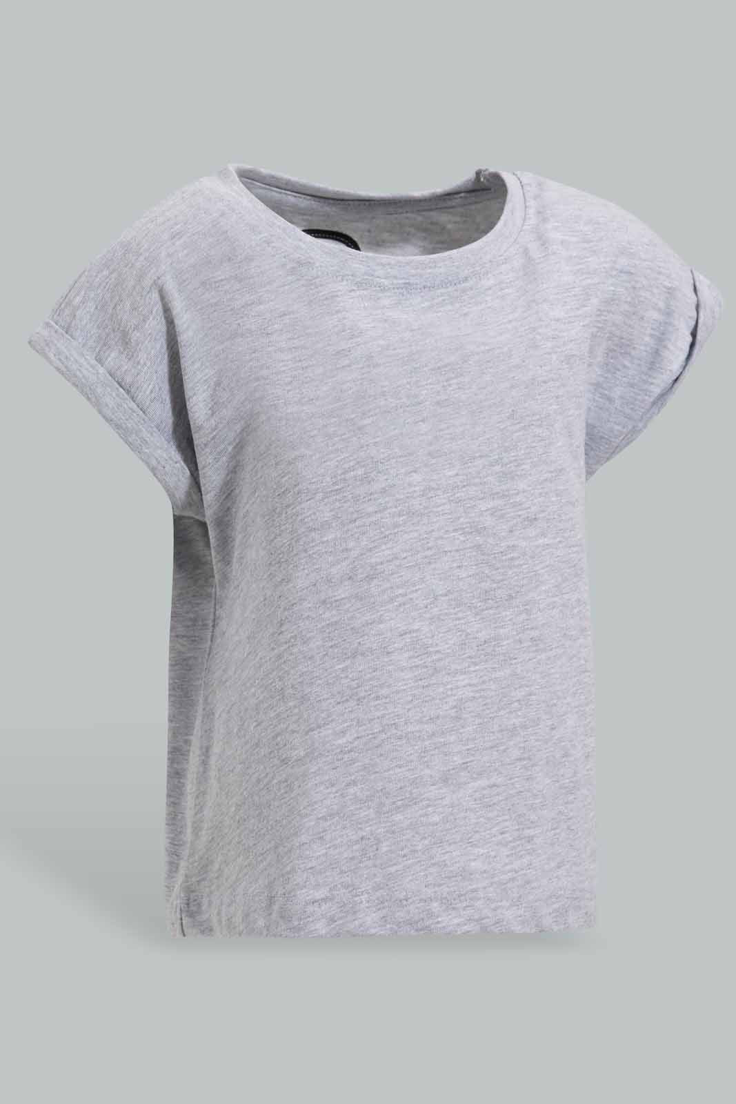 Redtag-Grey-MÃ©lange-Solid-T-Shirt-For-Baby-Girls-Category:T-Shirts,-Colour:Grey,-Deals:Sale,-Filter:Infant-Girls-(3-to-24-Mths),-Infant-Girls-T-Shirts,-S22D,-Sale-ING-APL,-Section:Girls-(0-to-14Yrs),-TBL-Infant-Girls-3 to 24 Months