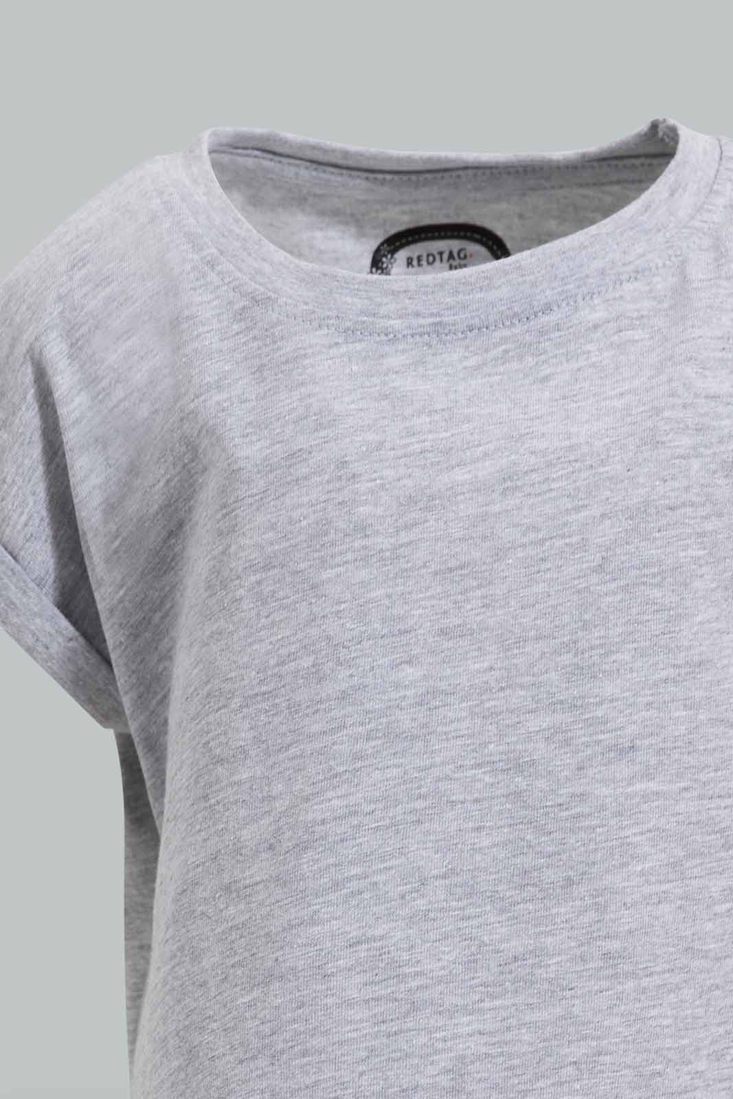 Redtag-Grey-MÃ©lange-Solid-T-Shirt-For-Baby-Girls-Category:T-Shirts,-Colour:Grey,-Deals:Sale,-Filter:Infant-Girls-(3-to-24-Mths),-Infant-Girls-T-Shirts,-S22D,-Sale-ING-APL,-Section:Girls-(0-to-14Yrs),-TBL-Infant-Girls-3 to 24 Months