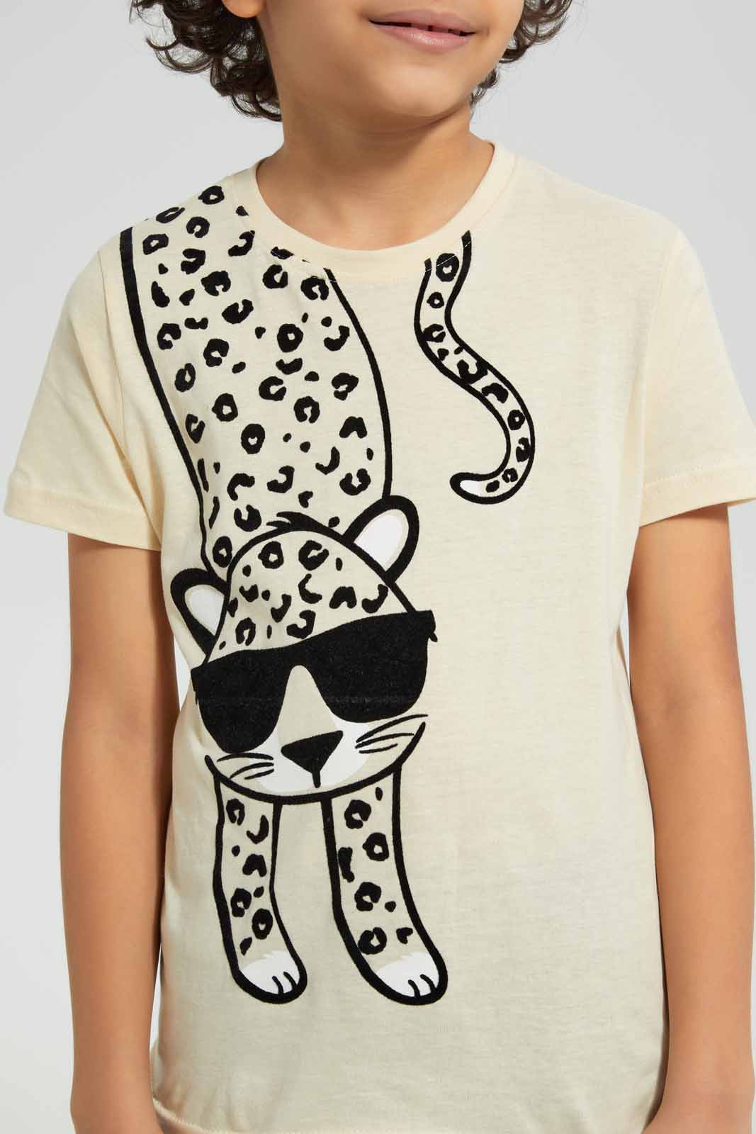 Redtag-Stone-Flock-Leopard-T-Shirt-Graphic-T-Shirts-Boys-2 to 8 Years