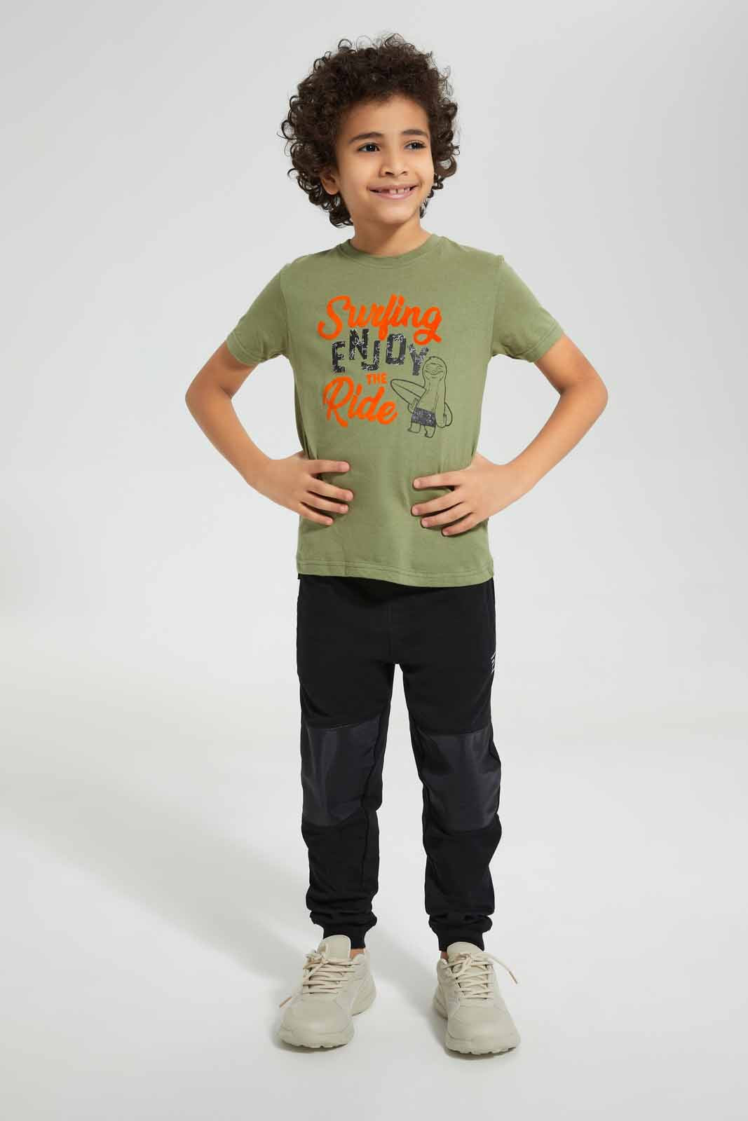 Redtag-Olive-Wild-Print-T-Shirt-Graphic-T-Shirts-Boys-2 to 8 Years