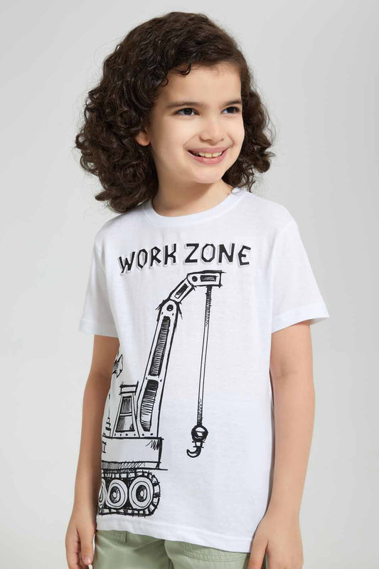 Redtag-White-Embossed-Work-Zone-Print-T-Shirt-Graphic-T-Shirts-Boys-2 to 8 Years