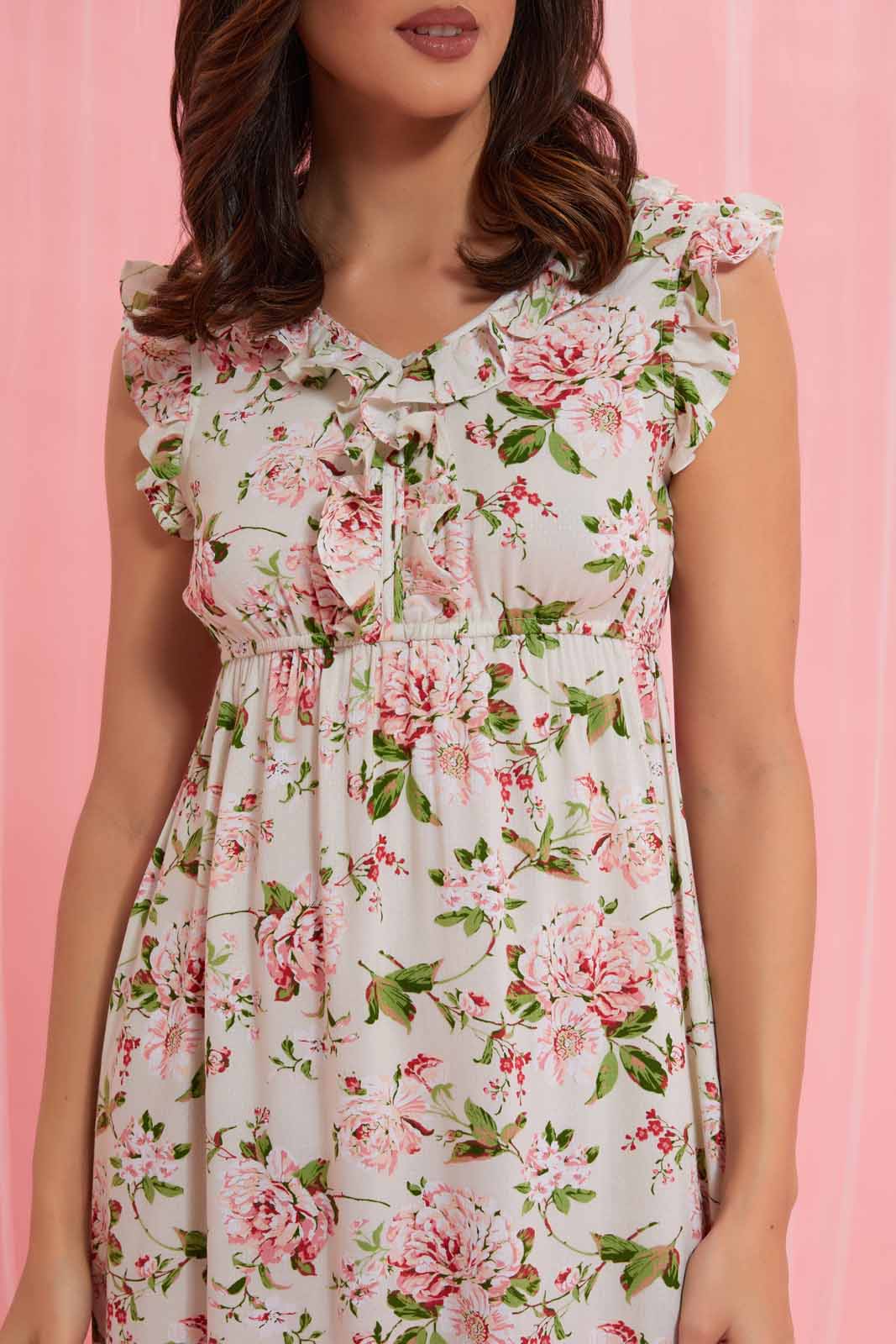 Redtag-Ivory-Floral-Printed-Nightgown-Category:Nightgowns,-Colour:Ivory,-Deals:New-In,-Filter:Women's-Clothing,-New-In-Women-APL,-Non-Sale,-S22D,-Section:Women,-Women-Nightgowns--