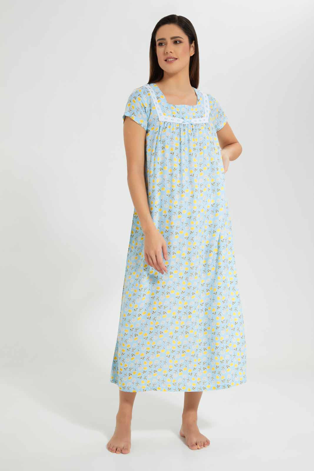 Redtag-Pale-Blue-Printed-Nightgown-Category:Nightgowns,-Colour:Blue,-Deals:New-In,-Filter:Women's-Clothing,-New-In-Women-APL,-Non-Sale,-S22D,-Section:Women,-Women-Nightgowns--