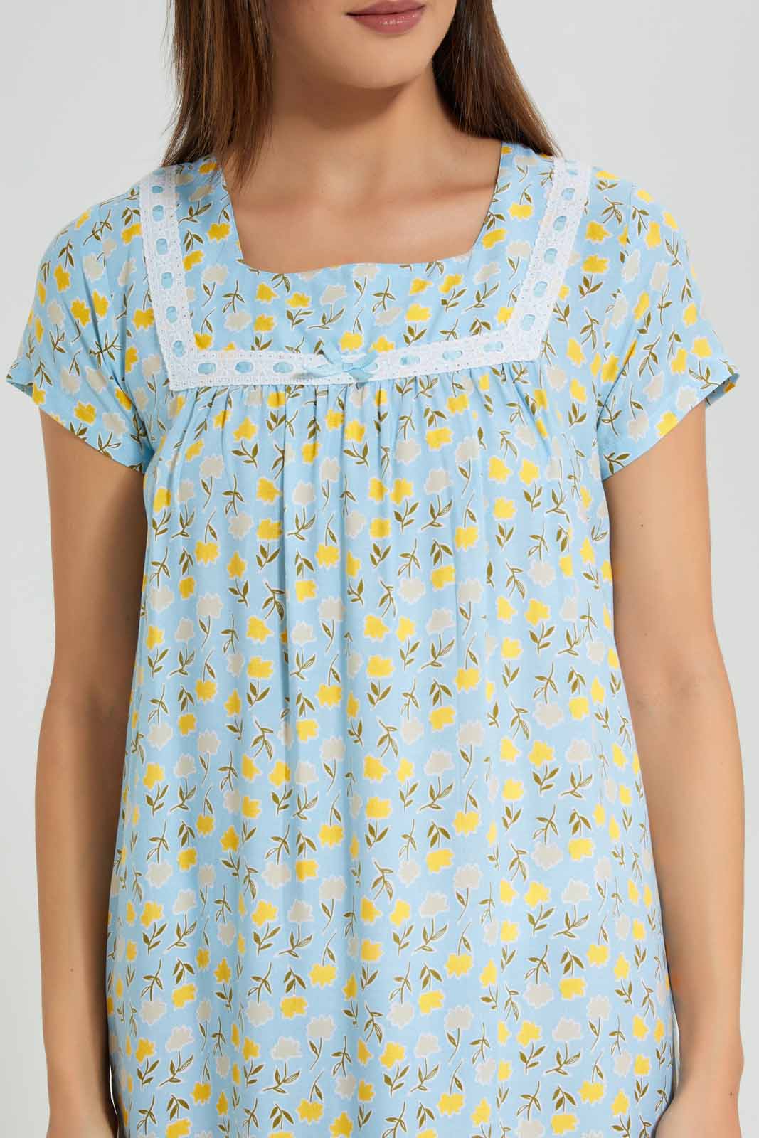 Redtag-Pale-Blue-Printed-Nightgown-Category:Nightgowns,-Colour:Blue,-Deals:New-In,-Filter:Women's-Clothing,-New-In-Women-APL,-Non-Sale,-S22D,-Section:Women,-Women-Nightgowns--