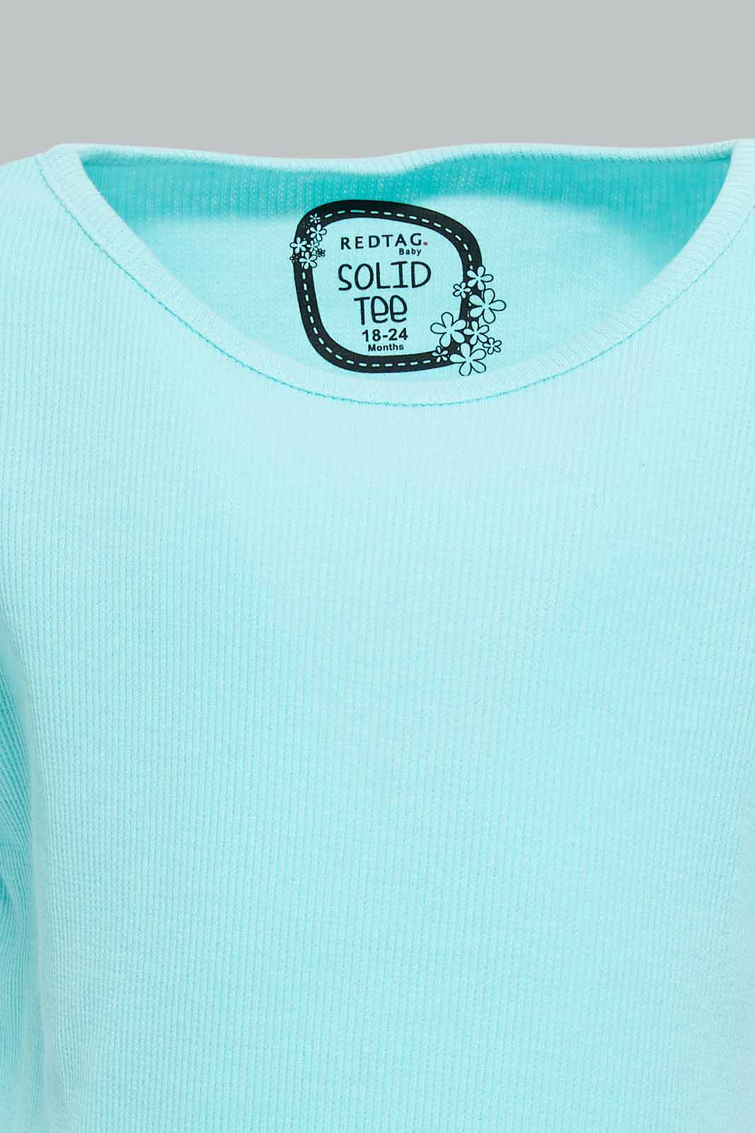 Redtag-Mint-Solid-Ribbed-T-Shirt-For-Baby-Girls-Category:T-Shirts,-Colour:Mint,-Deals:Sale,-Filter:Infant-Girls-(3-to-24-Mths),-Infant-Girls-T-Shirts,-S22D,-Sale-ING-APL,-Section:Girls-(0-to-14Yrs),-TBL-Infant-Girls-3 to 24 Months