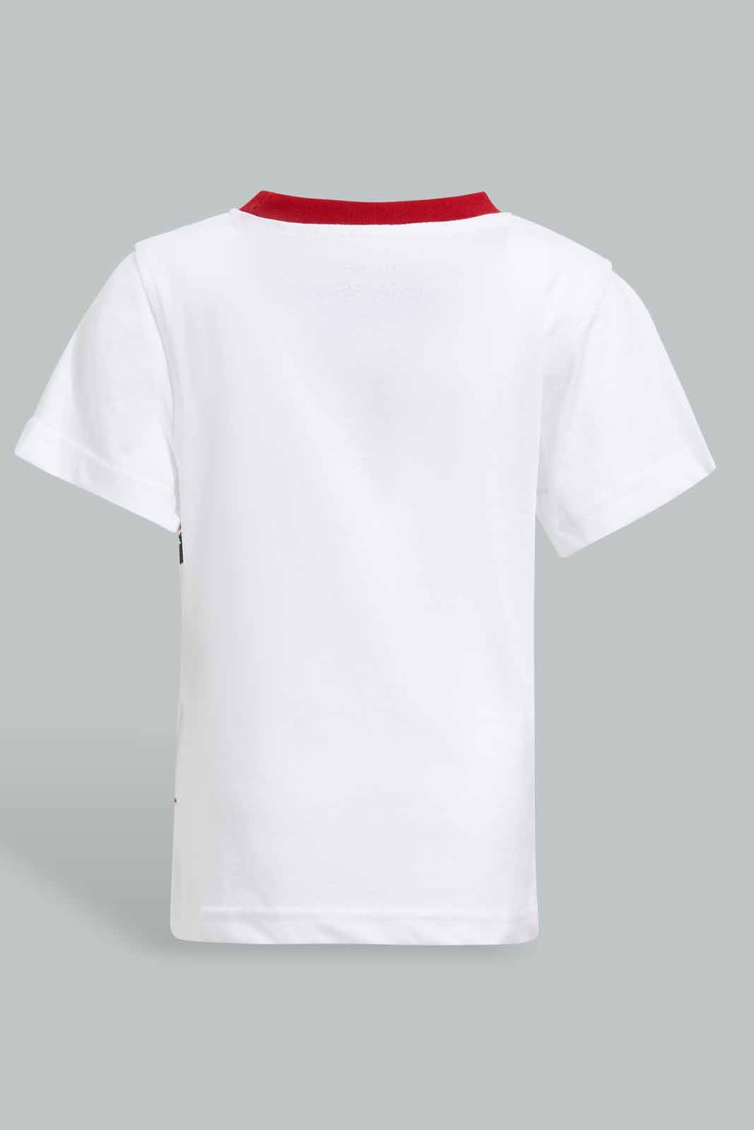 Redtag-White-And-Red-Printed-With-Red-Bottom-Jersey-Casual-Set-(2-Pack)-Sets-Infant-Boys-3 to 24 Months