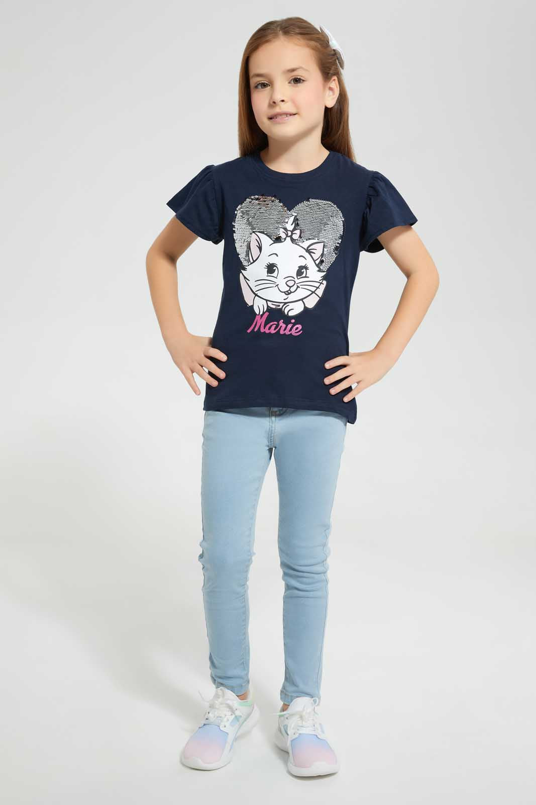 Redtag-Navy-Marie-T-Shirt-Bundle,-Category:T-Shirts,-CHR,-Colour:Navy,-Deals:4-For-90,-Filter:Girls-(2-to-8-Yrs),-Girls-T-Shirts,-S22C,-Section:Girls-(0-to-14Yrs),-TBL-Girls-2 to 8 Years