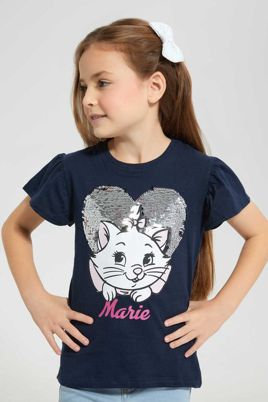 Redtag-Navy-Marie-T-Shirt-Bundle,-Category:T-Shirts,-CHR,-Colour:Navy,-Deals:4-For-90,-Filter:Girls-(2-to-8-Yrs),-Girls-T-Shirts,-S22C,-Section:Girls-(0-to-14Yrs),-TBL-Girls-2 to 8 Years