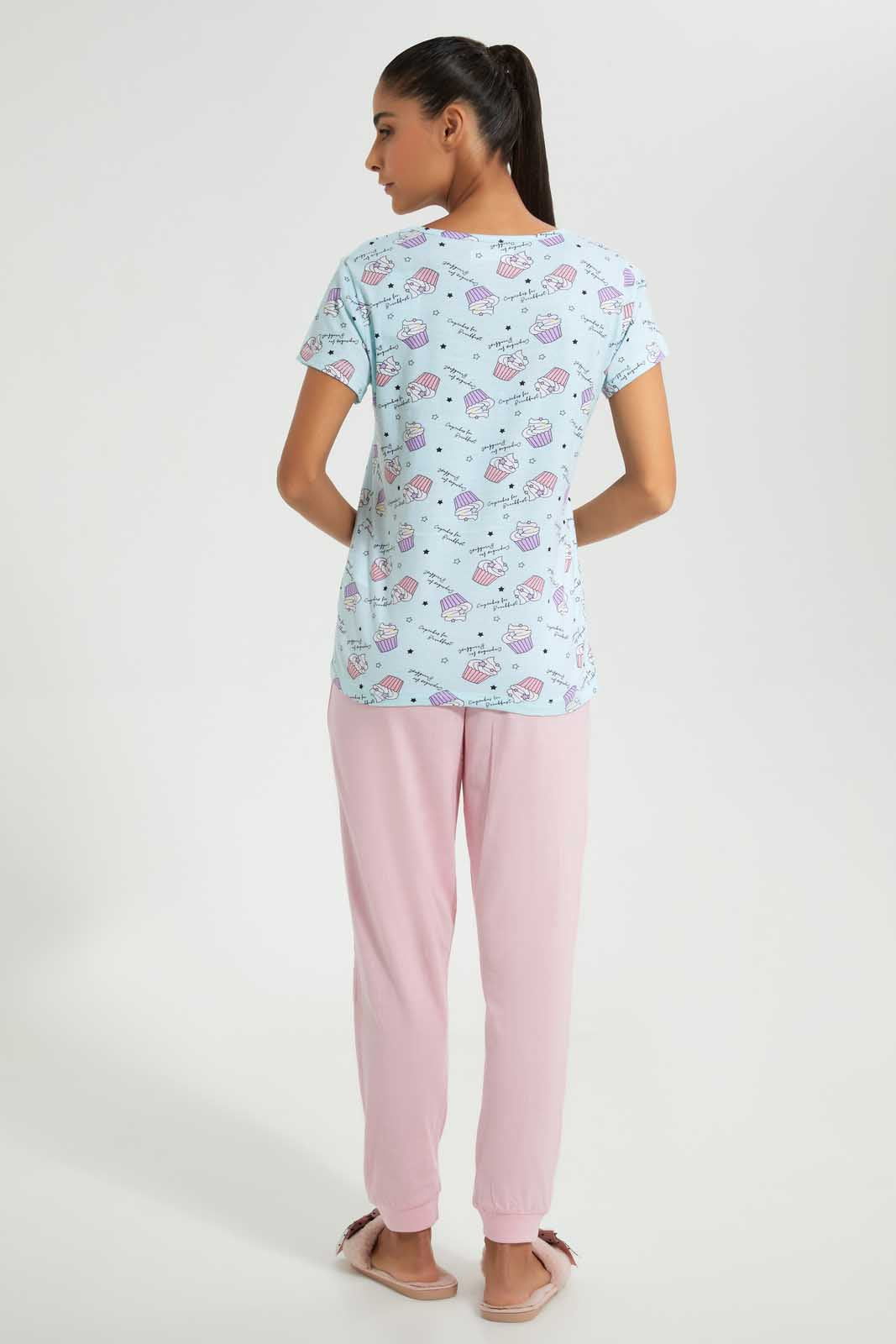 Redtag-Pale-Blue-Printed-Pyjama-Set-Pyjama-Sets-Women's-