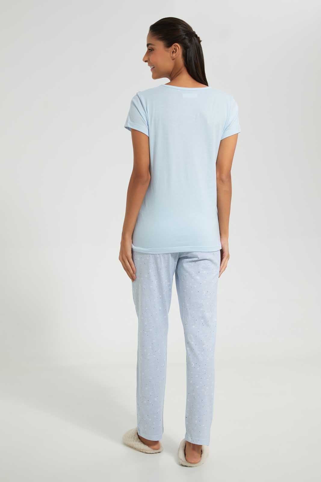 Redtag-Blue-V-Printed-Pyjama-Set-Pyjama-Sets-Women's-