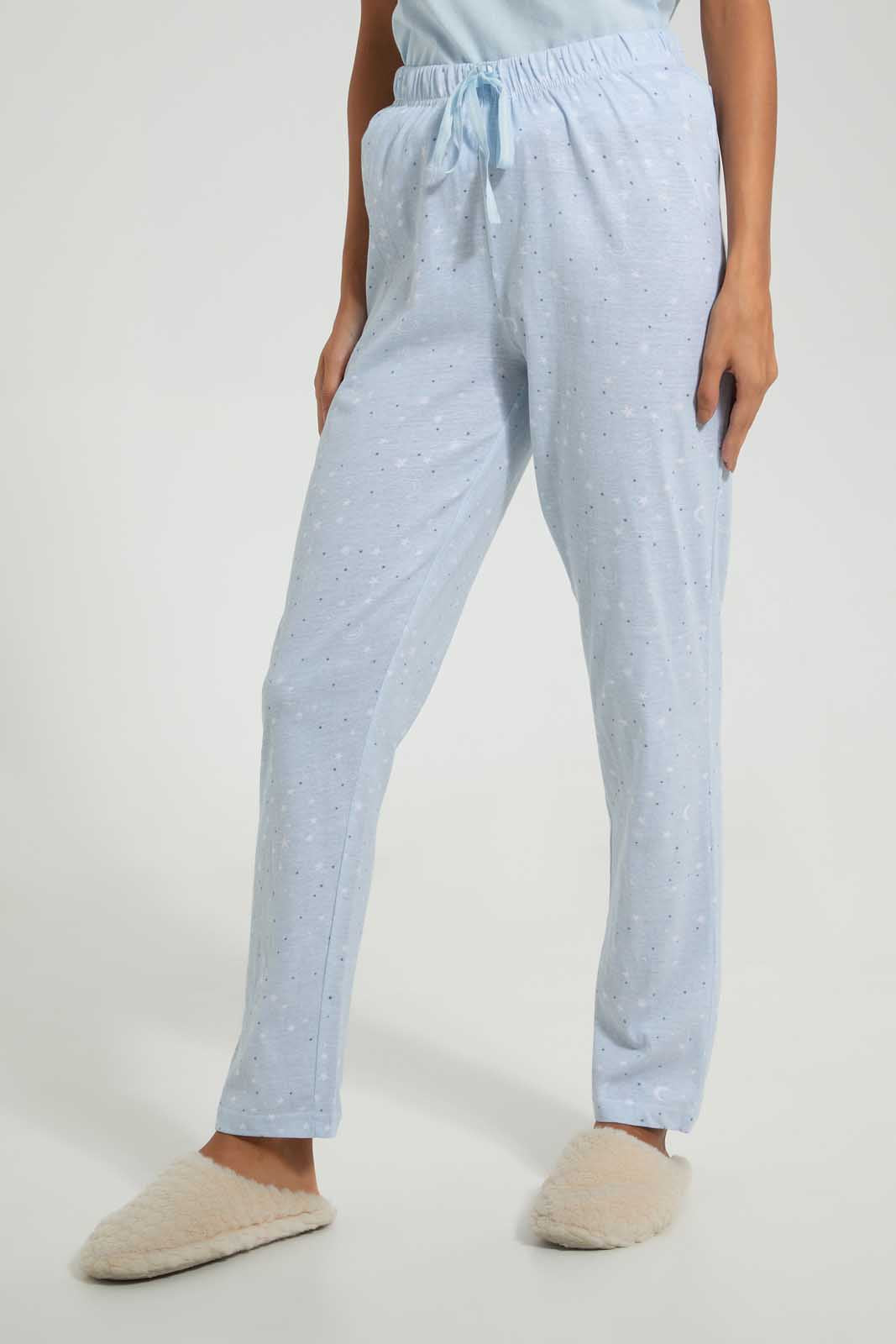 Redtag-Blue-V-Printed-Pyjama-Set-Pyjama-Sets-Women's-
