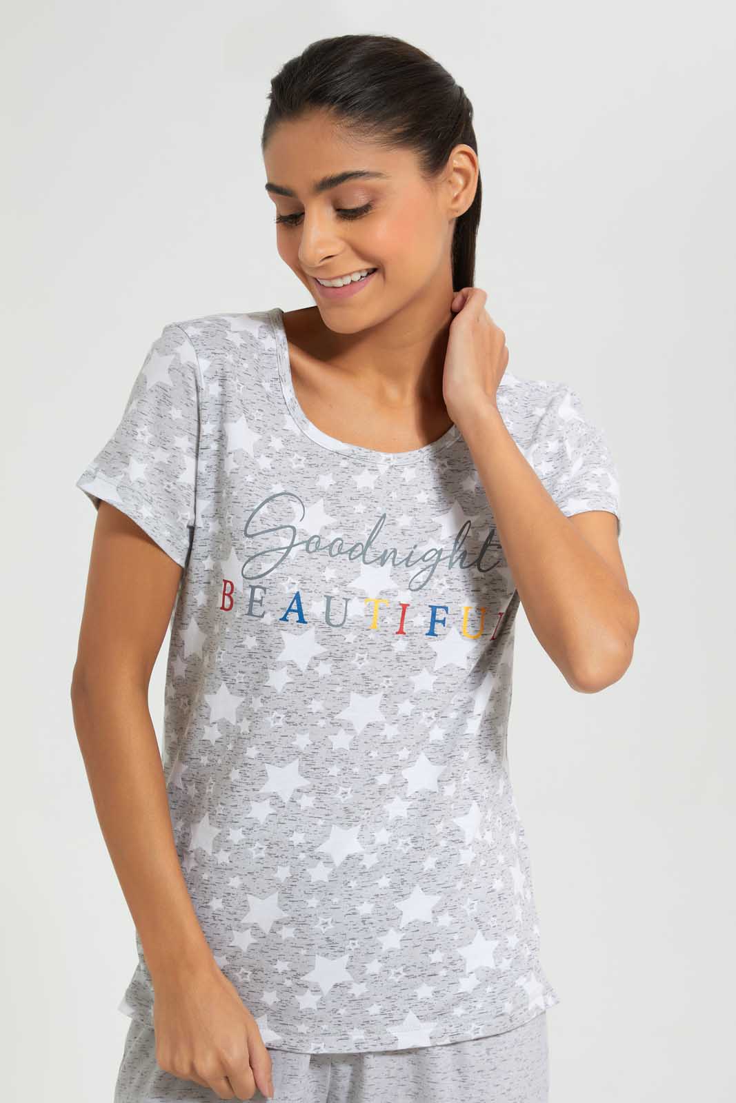 Redtag-Grey-Beautiful-Printed-Pyjama-Set-Pyjama-Sets-Women's-