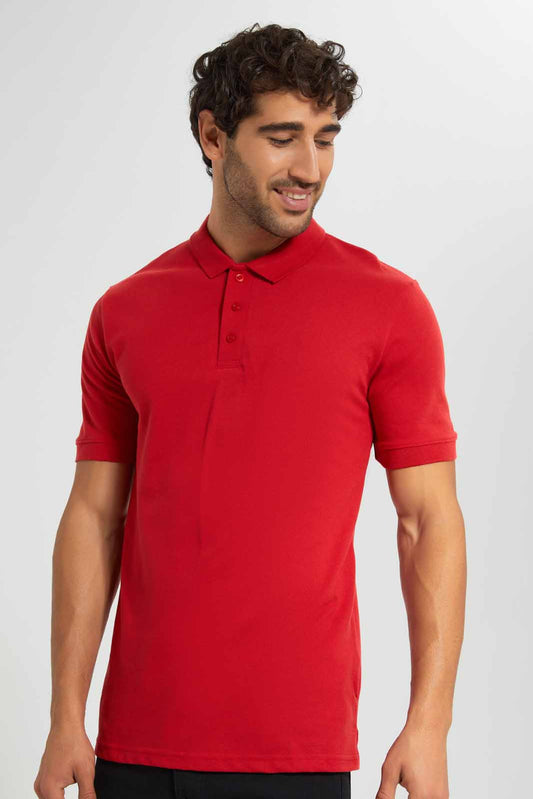 Redtag-Red-Pique-Polo-Shirt-Category:Polo-T-Shirts,-Colour:Red,-Deals:New-In,-Filter:Men's-Clothing,-Men-Polo-T-Shirts,-New-In-Men,-Non-Sale,-S22D,-Section:Men,-TBL-Men's-