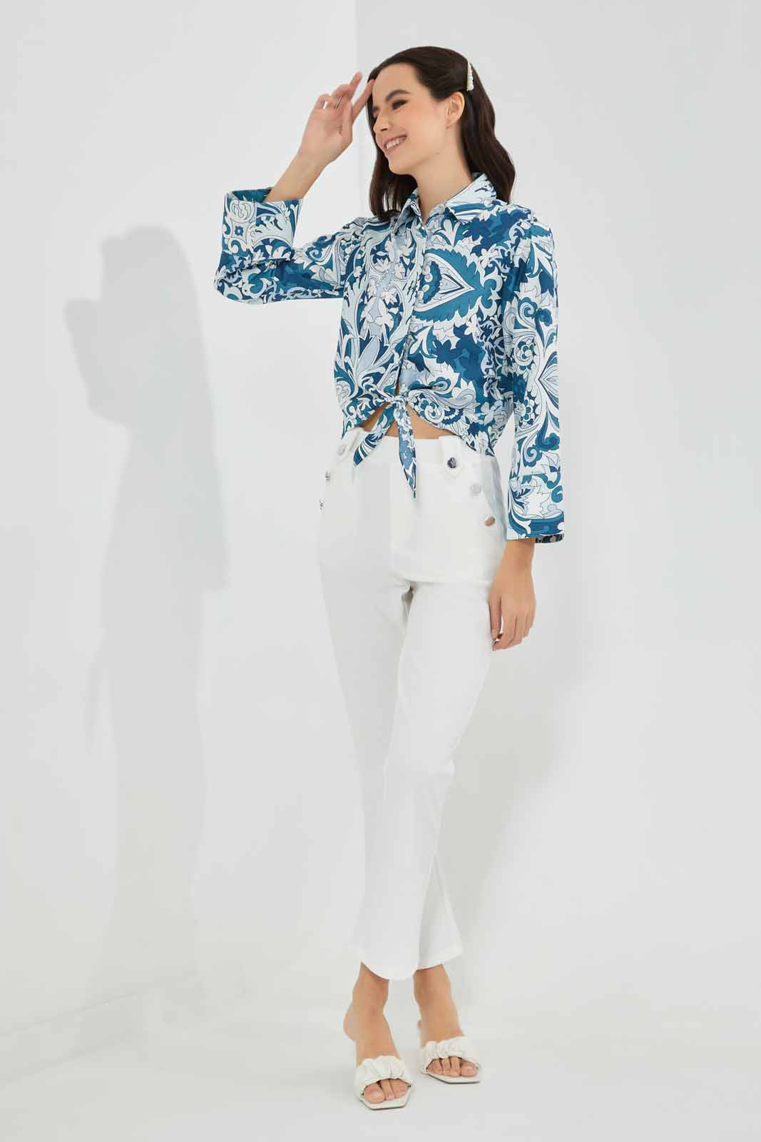 Redtag-Assorted-Printed-Tie-Front-Satin-Shirt-Category:Blouses,-Colour:Assorted,-Deals:New-In,-Filter:Women's-Clothing,-New-In-Women-APL,-Non-Sale,-Section:Women,-W22O,-Women-Blouses-Women's-