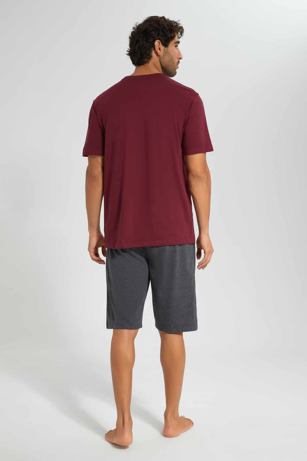 Redtag-Burgundy/Charcoal-Pyjama-Sets-Category:Pyjama-Sets,-Colour:Burgundy,-Deals:New-In,-Filter:Men's-Clothing,-Men-Pyjama-Sets,-New-In-Men,-Non-Sale,-S22D,-Section:Men-Men's-