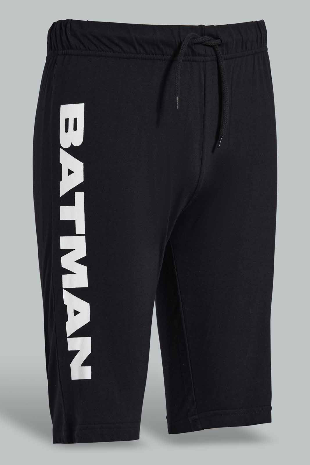 Redtag-Black-Dark-Knight-Batman-Top-Nightsuit-Pyjama-Sets-Senior-Boys-9 to 14 Years