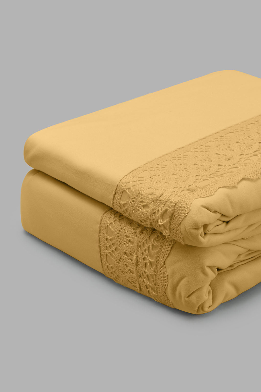 Redtag-Yellow-3-Pieces-Duvet-Cover-Set-With-Lace-(Double-Size)-Category:Duvet-Covers,-Colour:Yellow,-Filter:Home-Bedroom,-HMW-BED-Duvet-Covers,-New-In,-New-In-HMW-BED,-Non-Sale,-S22C,-Section:Homewares-Home-Bedroom-