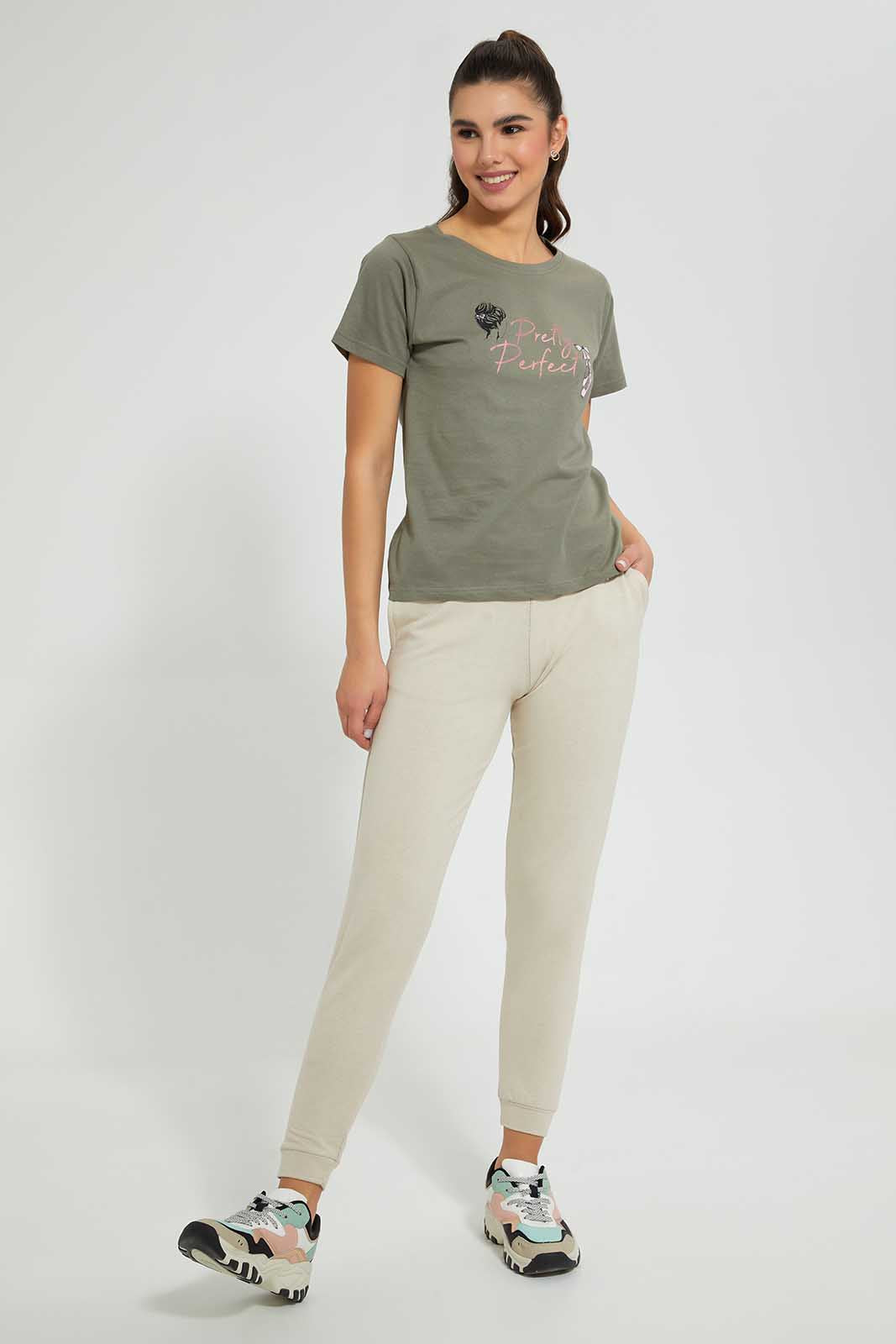 White Plain Jogger With Elasticated Waistband